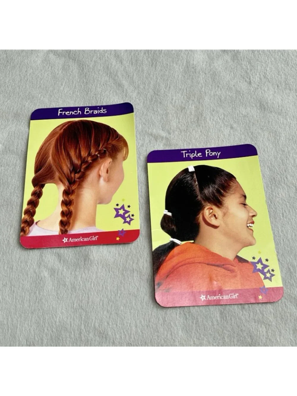 American Girl Hair Ties Fuchsia Bows Style Cards Braids Twists Loops Instruction